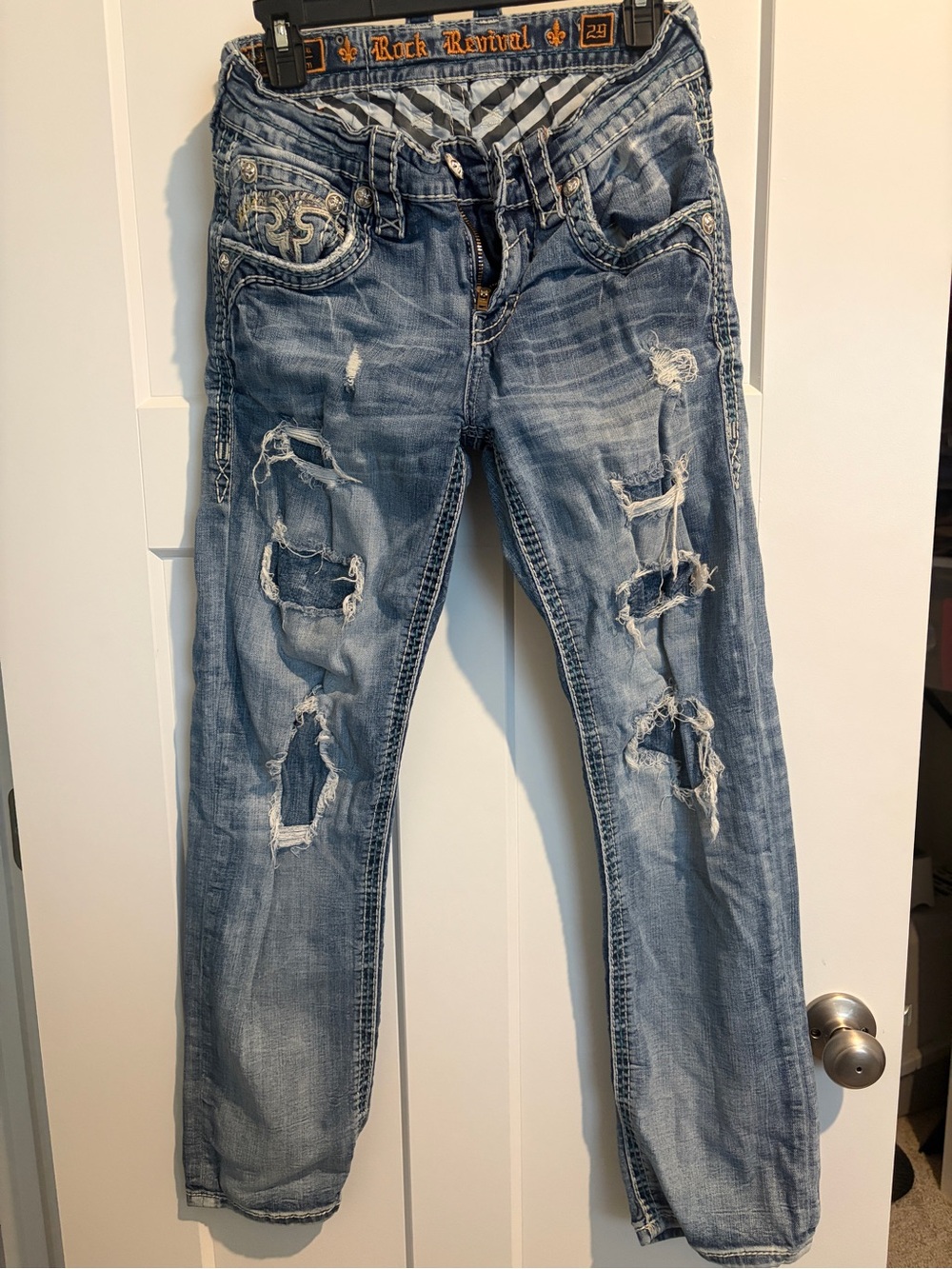 Rock Revival Men’s Light Blue Distressed Jeans